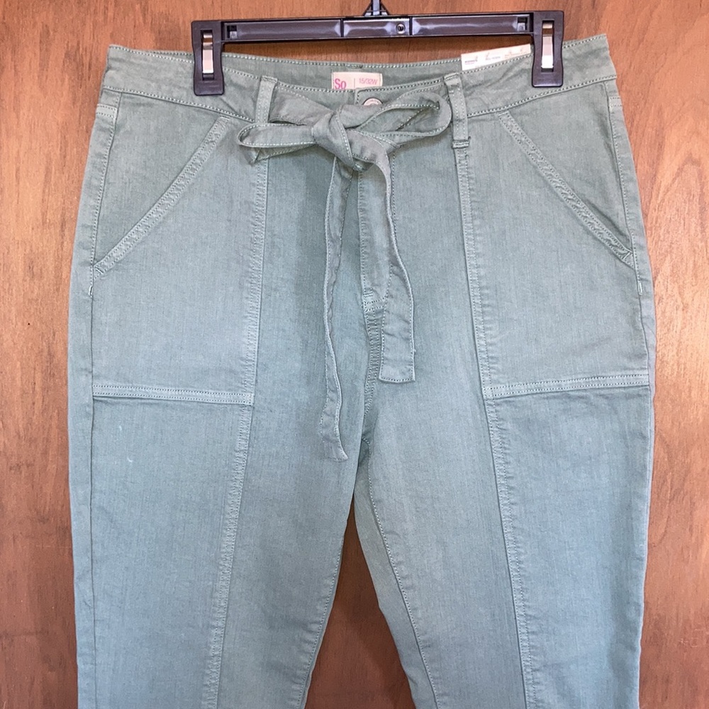 So high rise belted jegging green size 15 / 32 juniors - Picture 5 of 17